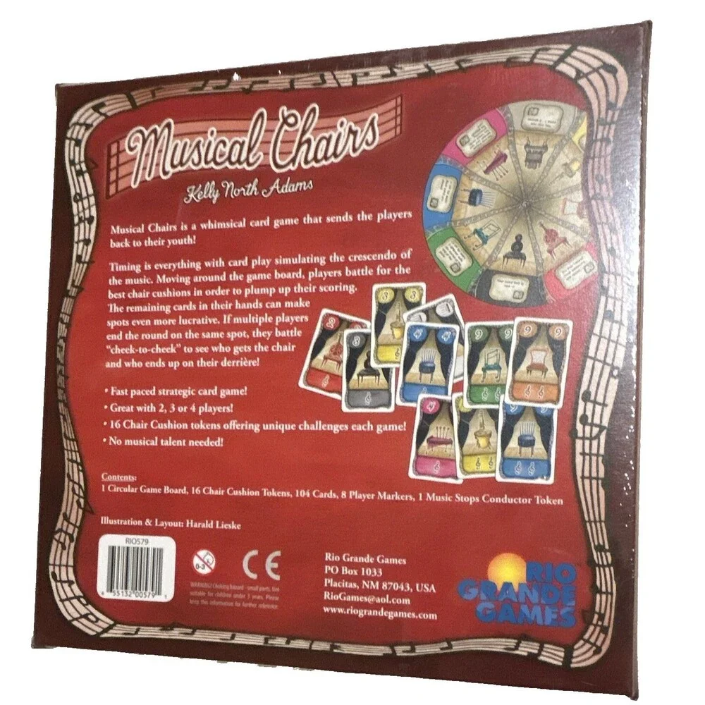 Musical Chairs Board Game Rio Grande Games Kelly North Adams NEW SEALED 2020 14+